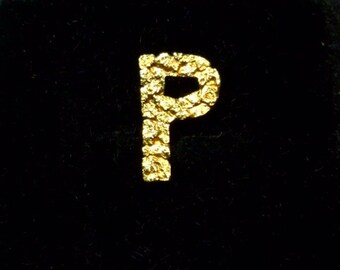Vintage 22K Alaska Gold Nugget Tie Tack - Letter “P” - Vary Nice Tie Tack - Excellent Size for Everyday Use - Great Condition!  - MGJS00N9