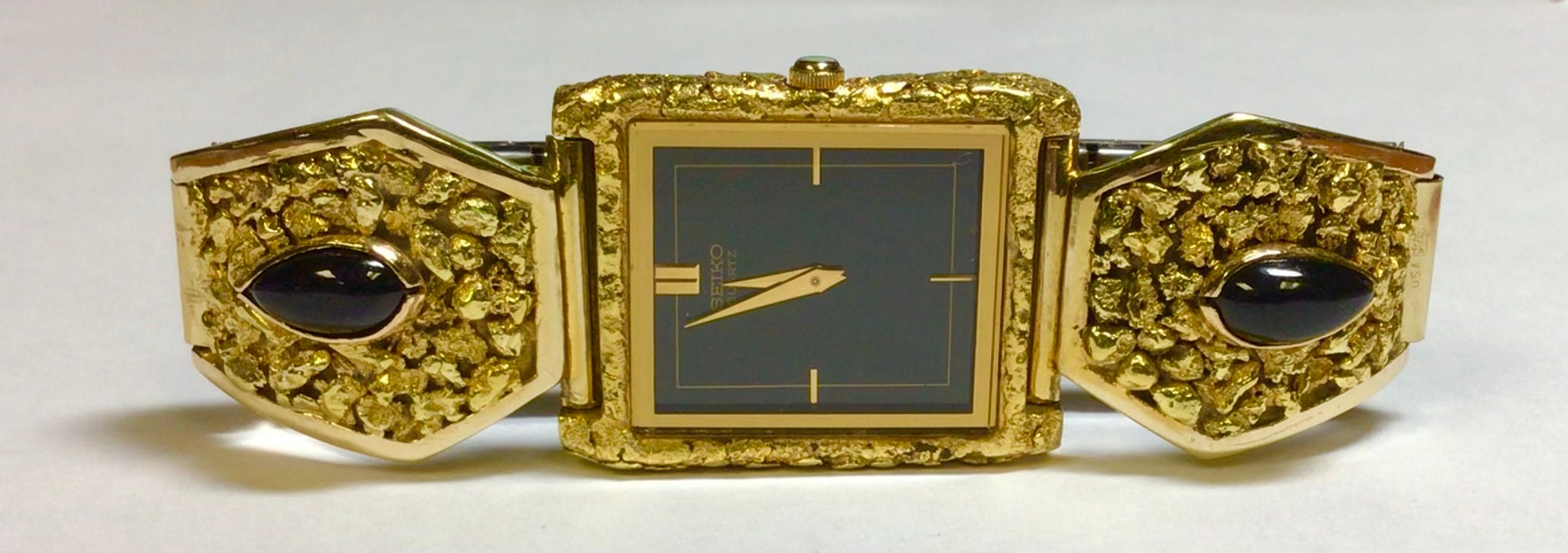 Vintage Alaska Gold Nugget Watch Customized Seiko Wrist Watch