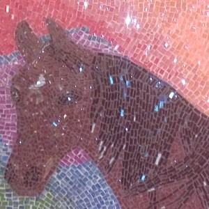 Brunt sto mosaikmålning: Original väggkonst för hästporträtt bild 4