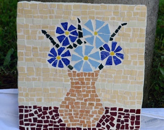 mosaïque Image Fleur dans le vase / mosaïque art mural / petite image / floral / cadeau pour femme / pour elle / décoration intérieure / décoration murale / mosaïque céramique / floral