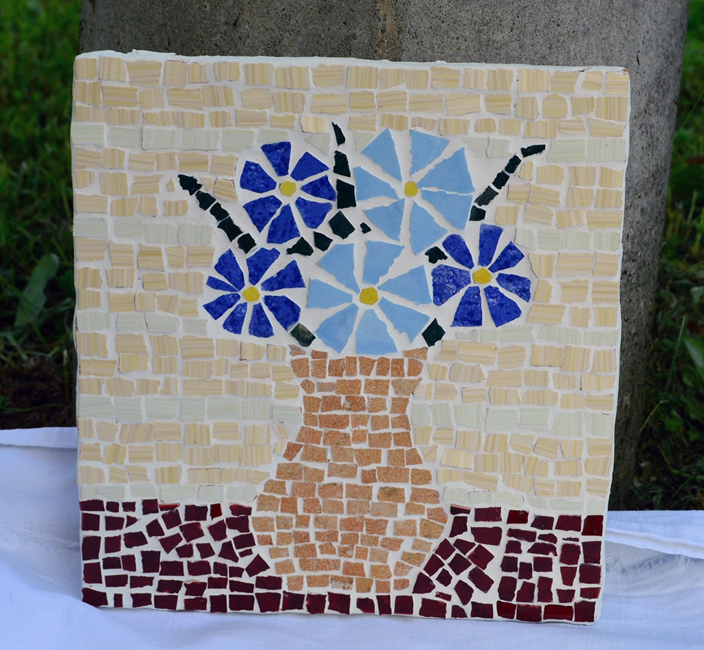 Mosaic Picture Flower in the Vase/mosaic Wall Art/small Picture/floral/gift for Wife/for Her