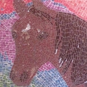Brunt sto mosaikmålning: Original väggkonst för hästporträtt bild 3