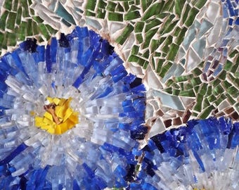 Small Mosaic Picture, Original Ar twork, wall decor, glass mosaic art, home decor, floral art, wall decoration, floral art, indoor, art work