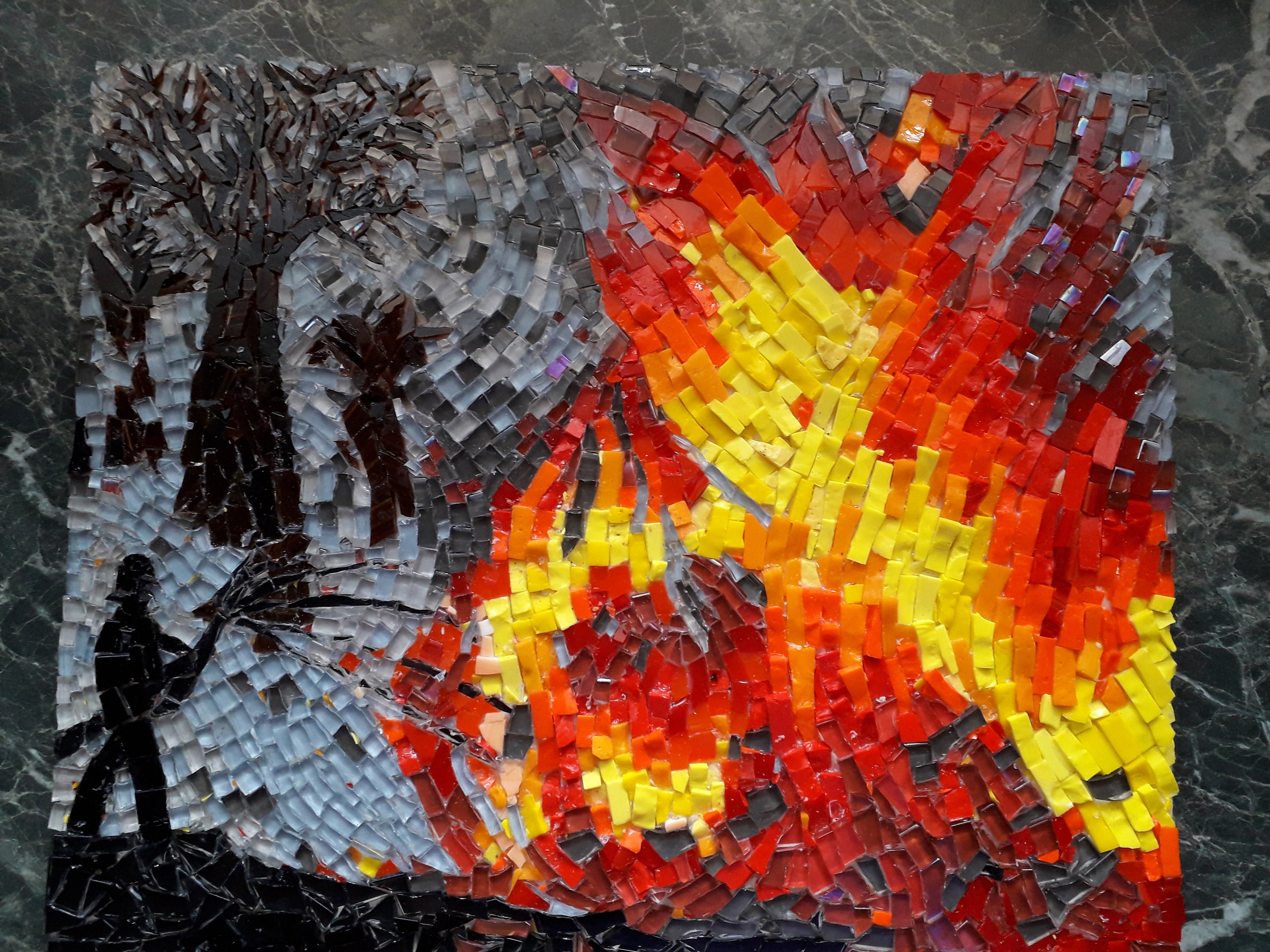 Fire Mosaic Wall Art: Original Glass Tile Picture (11x13 Inch) - Etsy