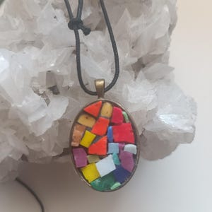 Mosaic Pendant, pendant, cute, Necklace, glass mosaic, mosaic art, gift for her,gift for girls, gift for him, summer necklace, boho,