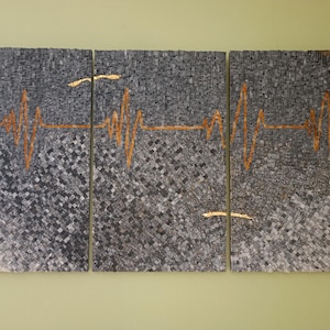 Mosaic wall art, original art, abstract art, large, wall decor, Wall Hanging, home decor, heartbeat, artwork, gray, office wall art, indoor