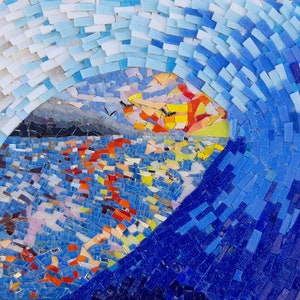 Mosaic wall art, wall decor, weave, ocean, nature, glass mosaic, decor, sunset, gift for him, gift for her, home decor, landscape, abstract