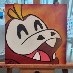 Fuecoco Graffiti  Painting on Canvas Panel (12x12)
