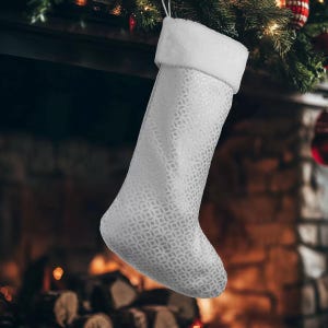 Silberner Weihnachtsstrumpf / Orientalischer Weihnachtsdekor / Weihnachtsgeschenktüte / Bestickter Weihnachtsstrumpf