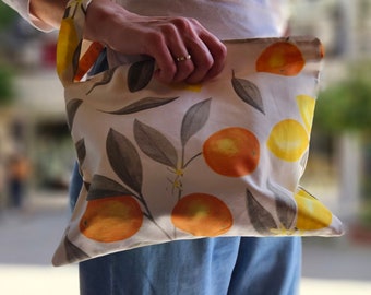 Oranges Toiletry Bag / Zippered Large Pouch / Fruit Beauty Bag / Bachelorette Party Gifts / Fruit Theme Party Gift Bags