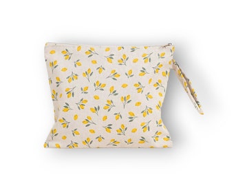 Lemons Toiletry Bag / Travel Zipper Pouch / Large Travel organizer / Cosmetic Zippered Bag