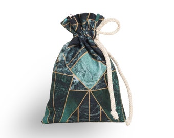 Green Marble Favor Bags / Art Deco Wedding Gift Bags / Party Goodie Bags / Elegant Drawstring Bags