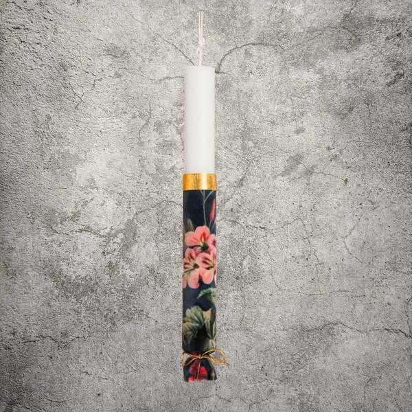 Black Floral Velvet Lambatha / Romantic Greek Lambatha / Easter Candle / Orthodox Easter Candle / Flowers Candle