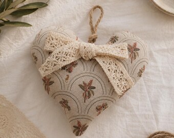 Palm Tree Heart Ornament Tropical Fabric Decor Coastal Home Accent