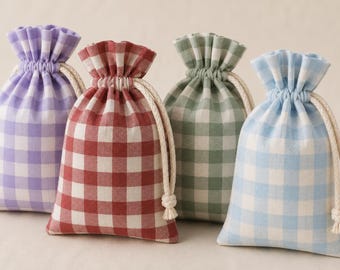 Gingham Drawstring Favor Bags, Wedding Favor Bags, Baby Shower Favor Bags, Cottagecore Party Favors