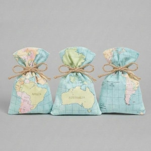 Wanderlust Map Favor Pouch