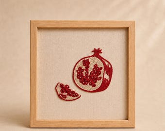 Greek Pomegranate Embroidery | Framed Housewarming Gift