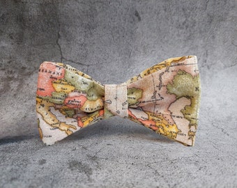 World Map Bow Tie for the Modern Explorer / Destination Wedding Matching Outfit for Groom and Groomsmen