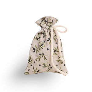 Green Olive Branch Favor Bags / Modern Mediterranean Party Gift Bags / Goodie Bags / Drawstring Bags for Greek Or Italian Wedding