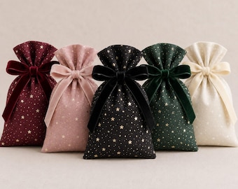 Velvet Star Gift Bags, Christmas Pouches & Party Favor Bags