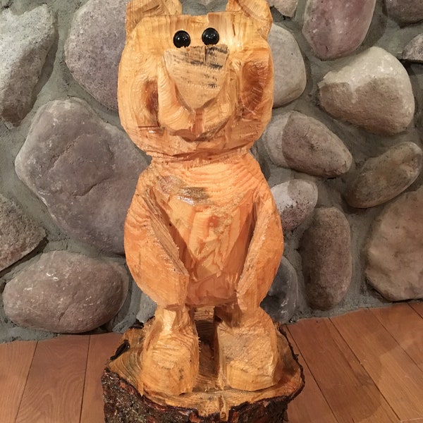 Handgeschnitzte Holz Bär, Kettensäge geschnitzt Bär, Log Bär, Geschenk für outdoor-Liebhaber, Bär, schnitzen, kundenspezifische Kettensäge schnitzen Holz bärenstatue, aus USA