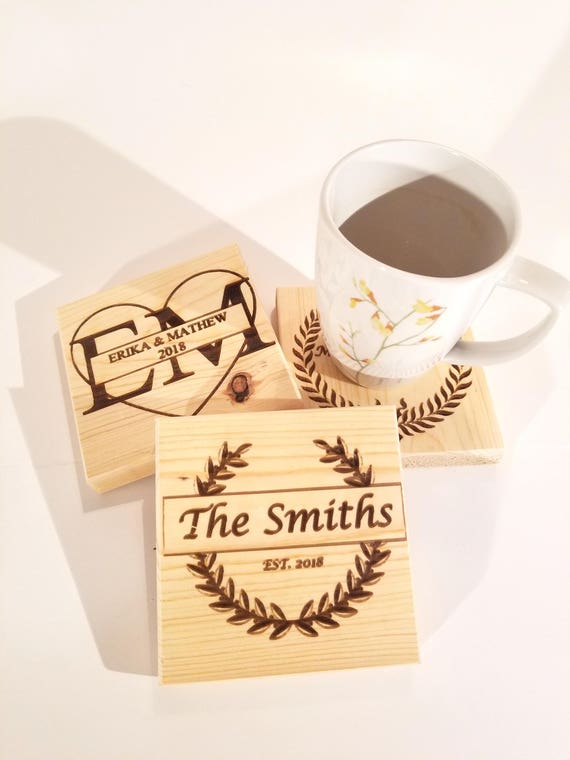 Custom Place Card Wedding Place Card Coaster Calligraphic Coasters Handmade Wooden Coasters Coaster Set Laser Cut Custom Coasters