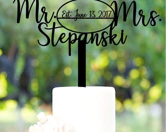 Customized Wedding Cake Topper, Personalized Cake Topper for Wedding, Custom Personalized Wedding Cake Topper, Mr and Mrs Cake Topper