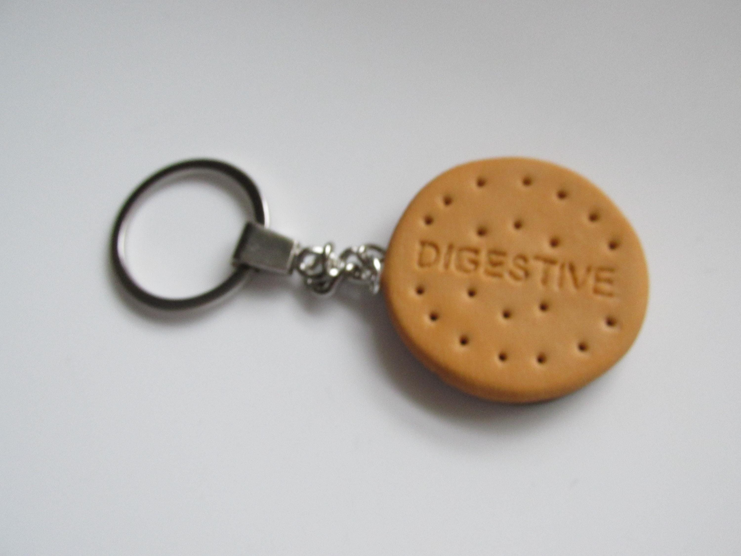 Digestive Key Ring Handmade - Polymer Clay Chocolate Digestive Biscuit Keyring . Made in ...