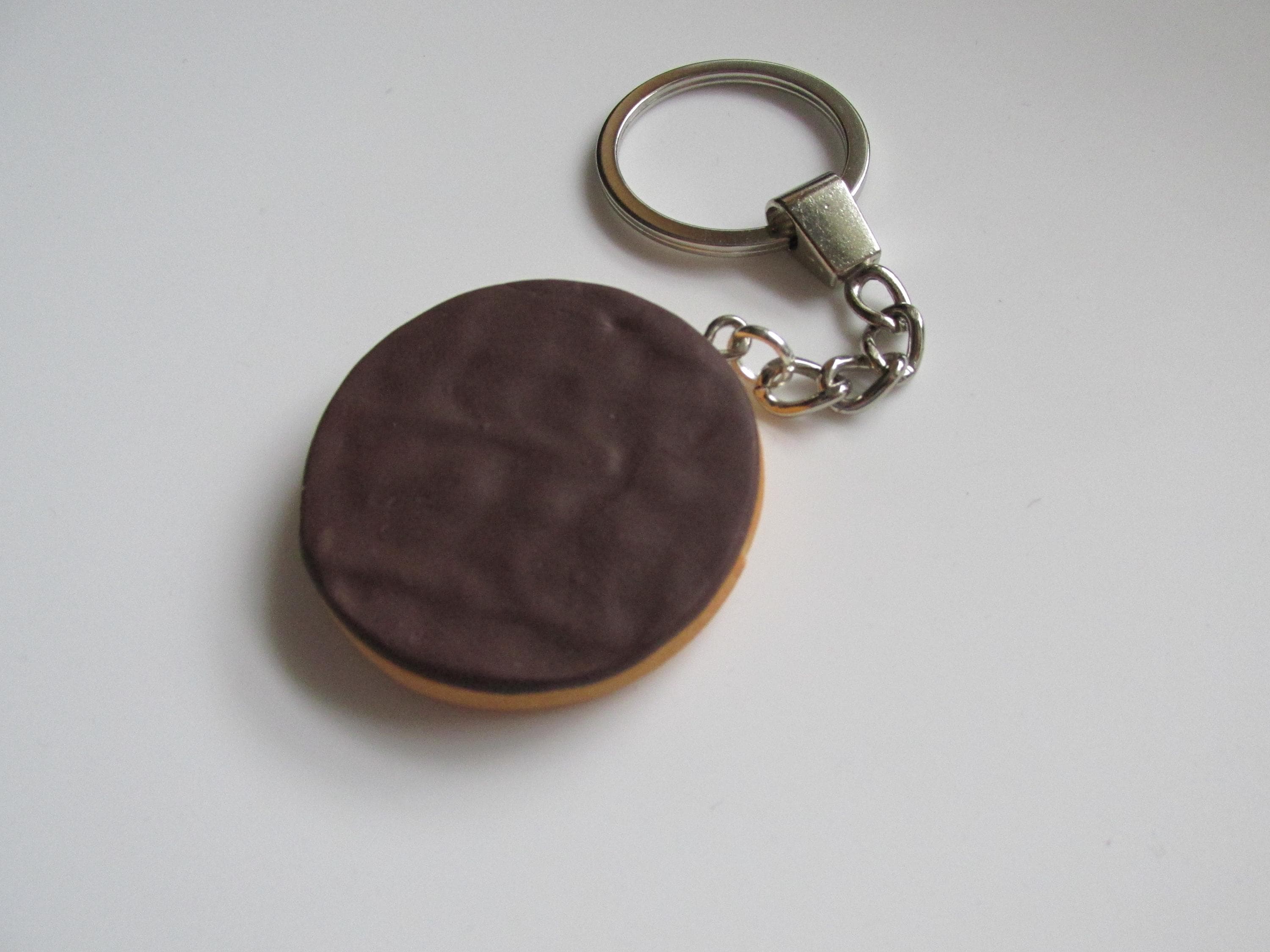 Digestive Key Ring Handmade - Polymer Clay Chocolate Digestive Biscuit Keyring . Made in ...