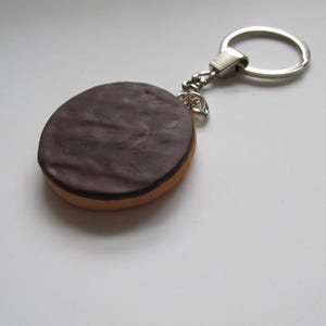 Digestive Key Ring Handmade - Polymer Clay Chocolate Digestive Biscuit Keyring . Made in ...