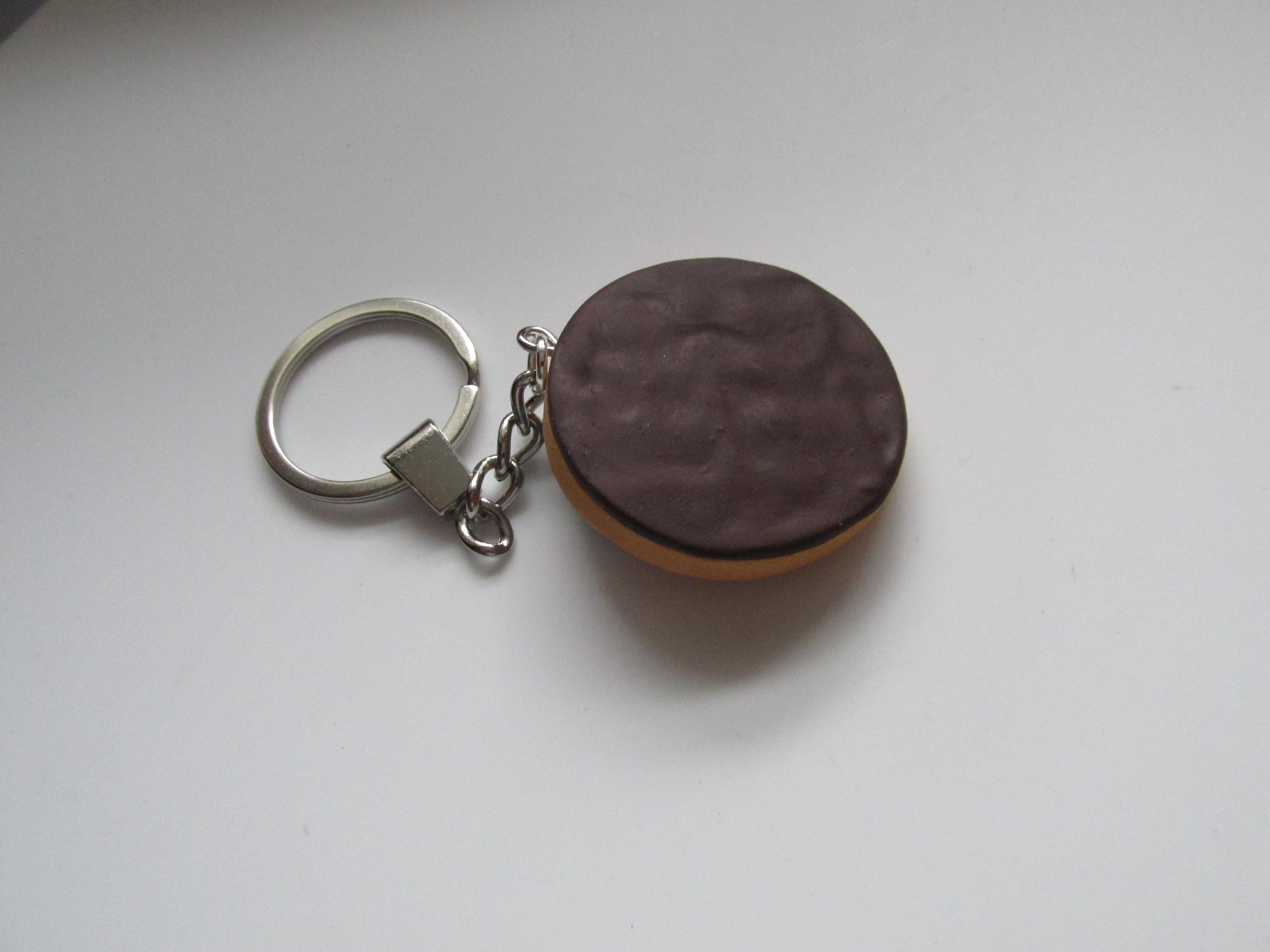 Digestive Key Ring Handmade - Polymer Clay Chocolate Digestive Biscuit Keyring . Made in ...