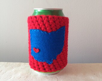 University of Dayton | Dayton, Ohio Crochet Beer Cozy, Coffee Cup Cozy, Bottle Cozy by Maroozi