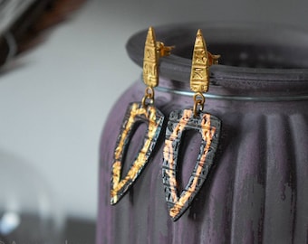 Merel, silver dangle earrings in Keum Boo