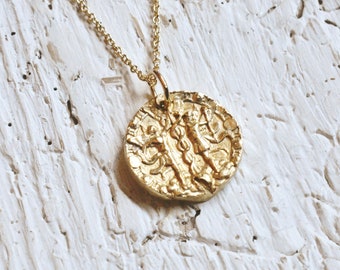 Gemini Horoscope Necklace Gold Vermeil Hieroglyphics