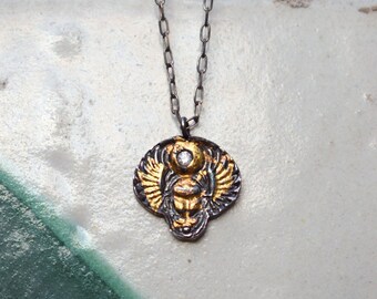 Khepri Keum Boo silver necklace 24k Gold.
