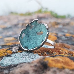 Sidonia, statement ring with verdigris patina. OOAK