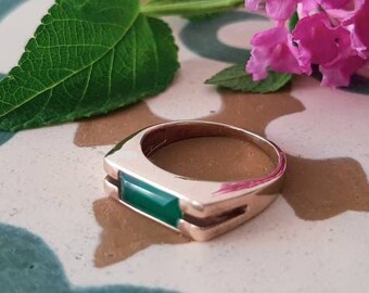 Anillo recto Leila Ónix verde baguette facetado. Talla 57, nº 17.