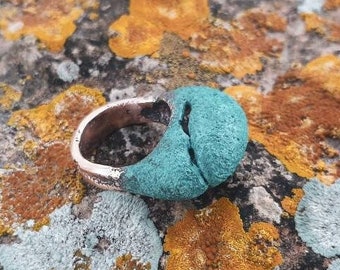 Midori, statement ring with verdigris patina. OOAK