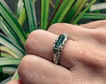 Eldar, 925 silver ring with green tourmaline