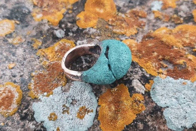 Midori, statement ring with verdigris patina. OOAK image 1