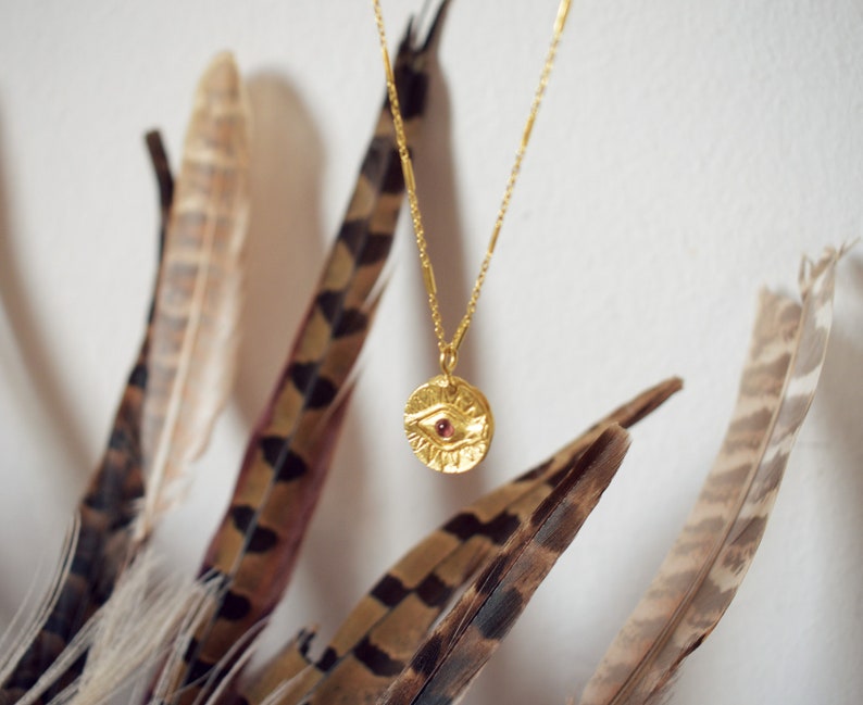 Nazar, silver necklace, Gold Vermeil 18k. image 2