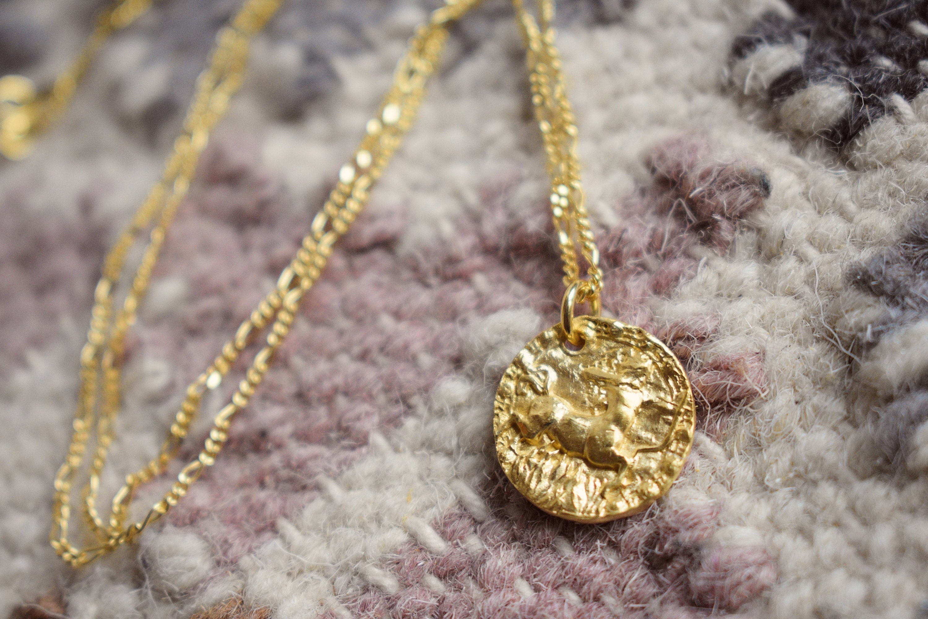 Sagittarius Vermeil Gold Necklace Horoscope Hieroglyph