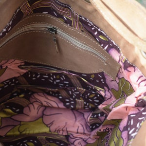 Iraya, boho bucket bag with fringes. Taupe beige suede bag. image 6
