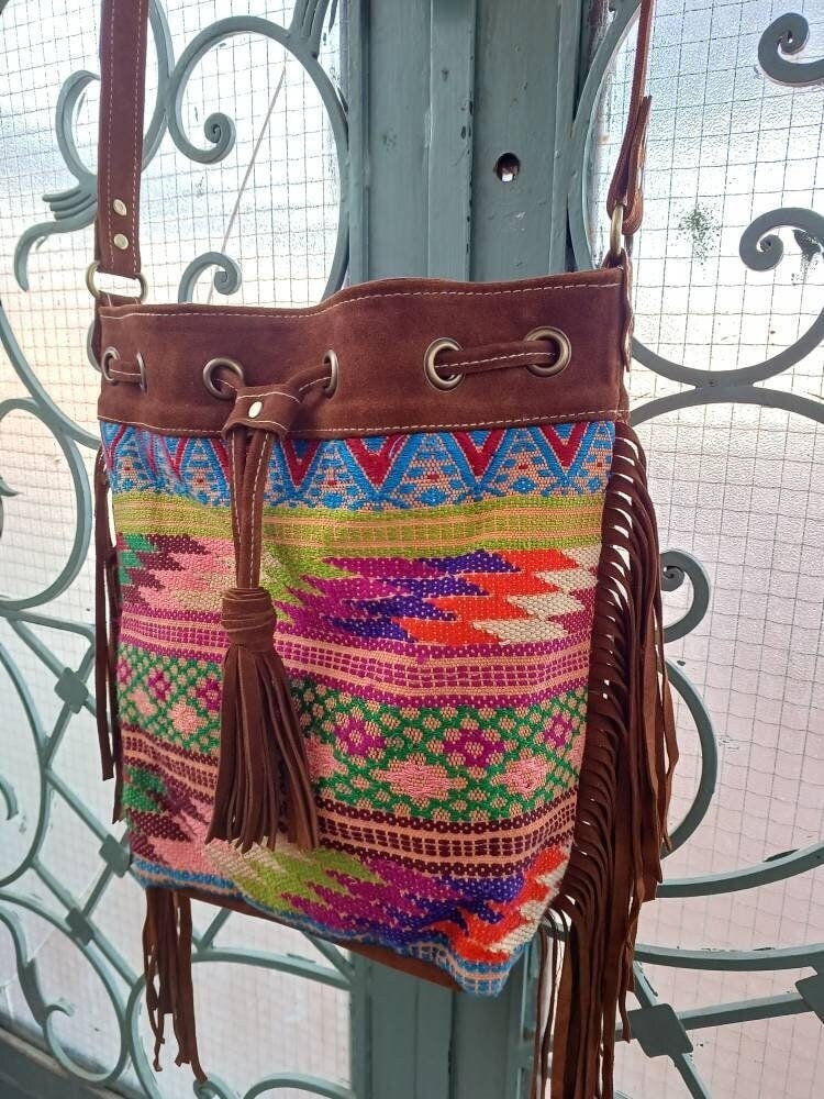 Colorful Leather Bag With Fringes Ibiza Boho Gypsy Bag -  Norway