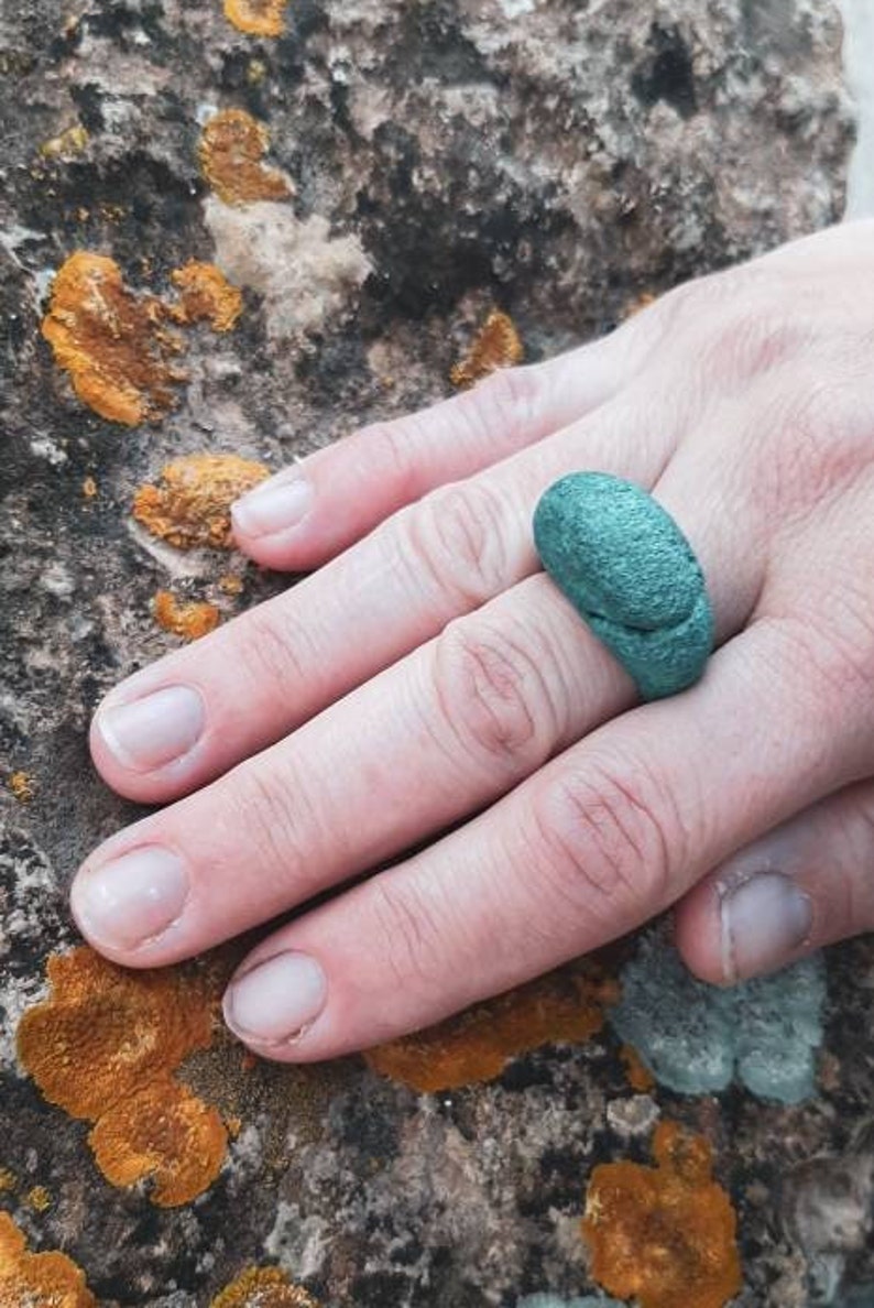 Midori, statement ring with verdigris patina. OOAK image 2