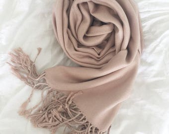 NUDE ROSE PEARL Wedding Pashmina. Bridesmaid wraps. Scarf