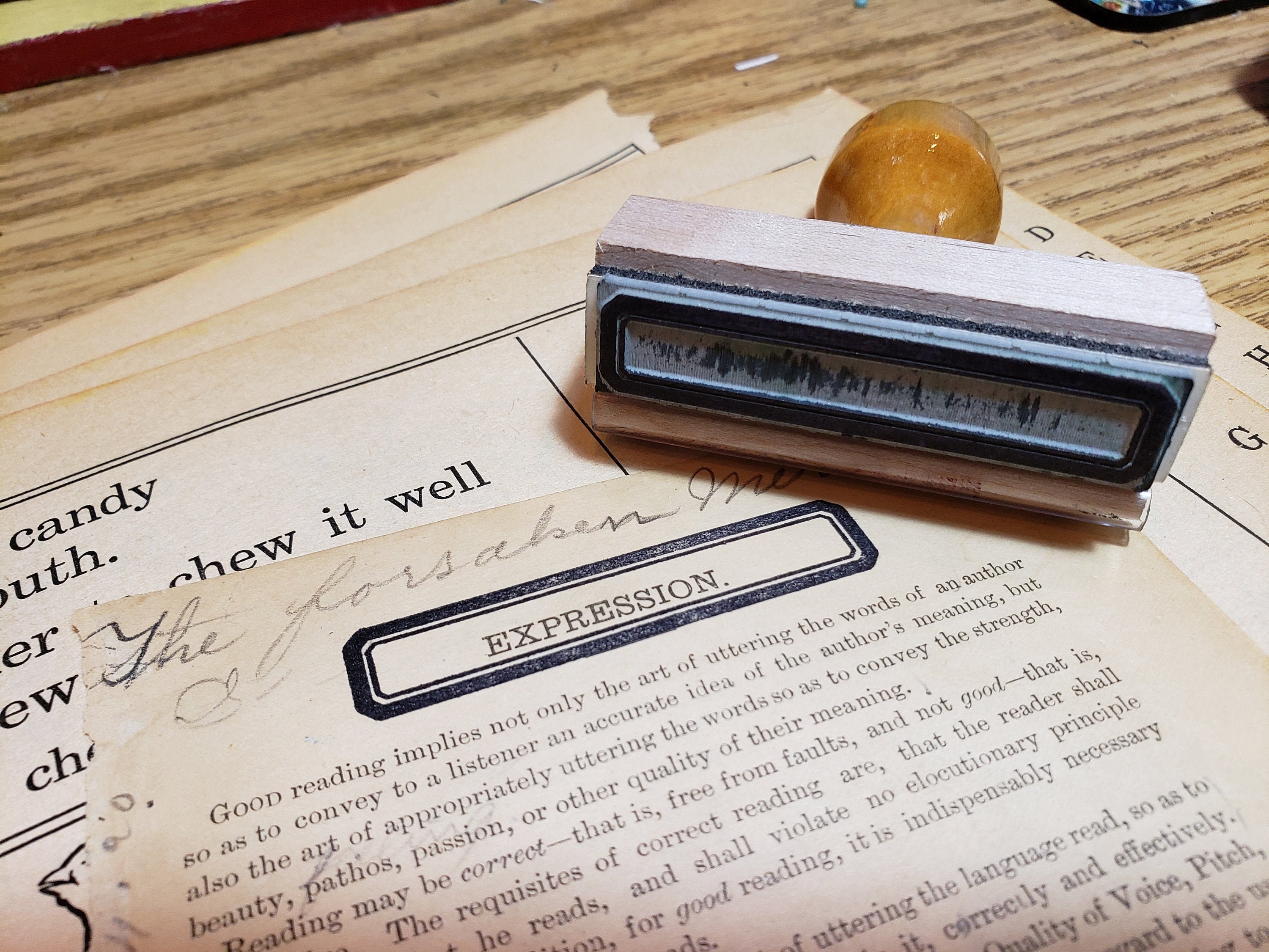 Vintage Wooden Handled Dennison Style Label Personalized Rubber Stamp…