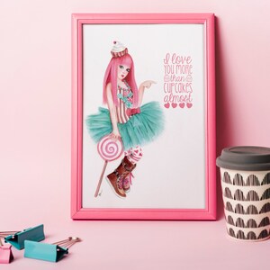 Candy Girl Art Print Valentines Printable Art Cotton Candy | Etsy