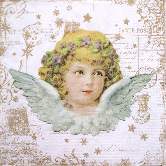 Decoupage paper napkins Vintage angel Angel Christmas set Etsy