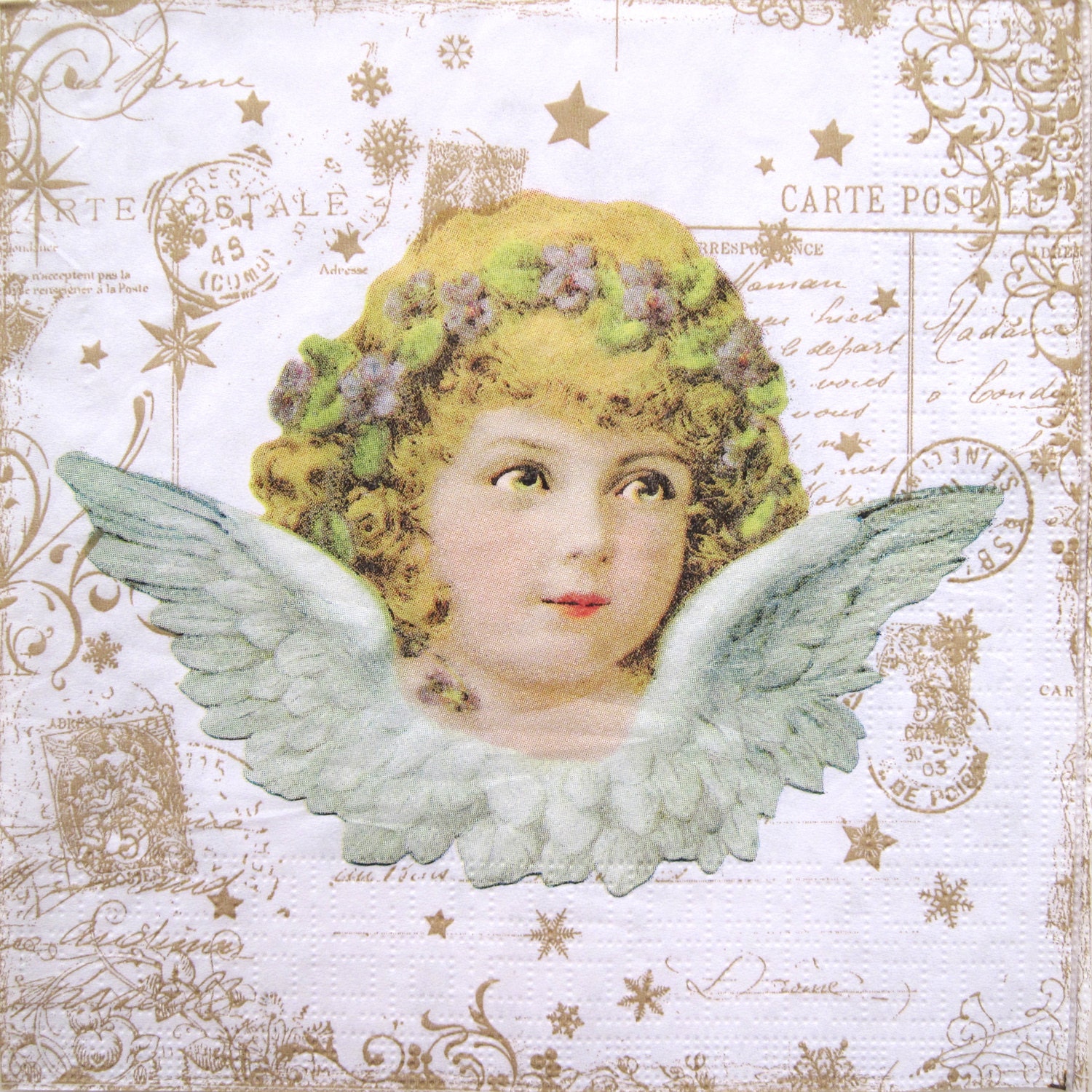 Decoupage paper napkins Vintage angel Angel Christmas set Etsy